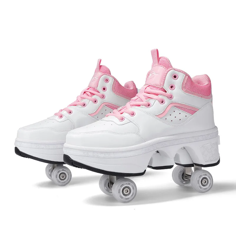 Outdoor Kick Out Roller Skate shoes 2 in 1 Children Deformation roller shoes for kids Kick roller  Wheel Shoes