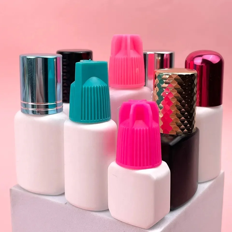 Best Quality Eyelash Glue Cap For Eyelash Extension Adhesive Custom Colorful Metal Cap  Packaging Bottle