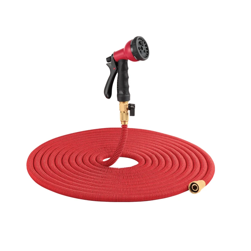 Water Hose Spray Nozzle 50ft 100ft Retractable Brass Expandable Garden Hose With 10 Modes Patterns Spraying Sprayer