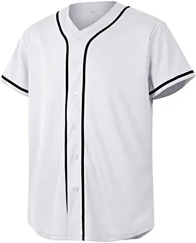 MONETCAT Custom Blank Black White Full Button Baseball Jersey Mesh/Interlocking Fabric Polyester Thermal Printing