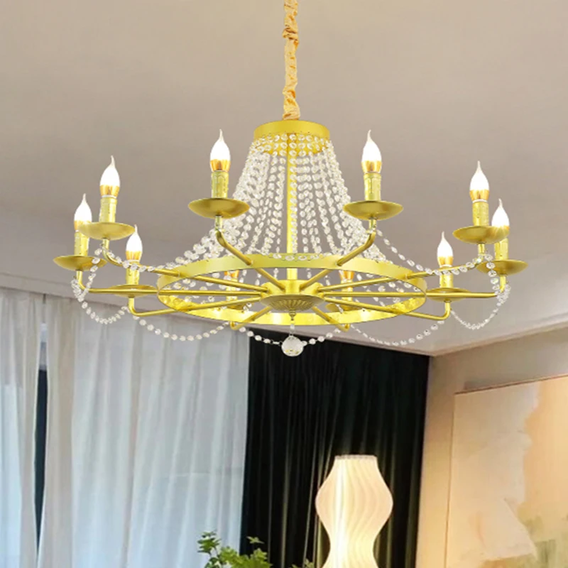 Iron gold / black interior decoration crystal chandelier project restaurant hall Chandeliers &Pendant Lights