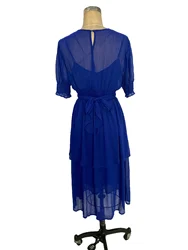 Wholesale fashion casual lady dresses short sleeve belt evening chiffon dresses