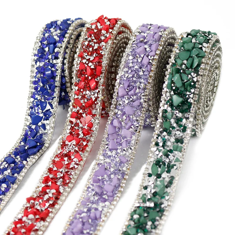 New Design 2CM Direct Sales Hot Fix Rhinestones Tape Multi Size Resin Crystal Rhinestone Tape