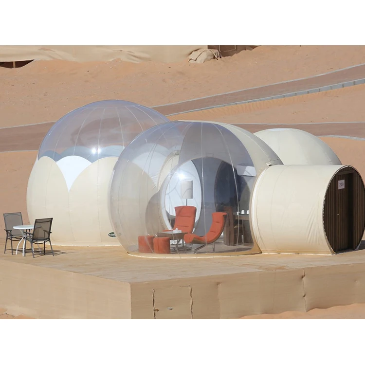Big clear top logde inflatable bubble luxotel suite with bedroom and toilet for resort bubble hotel glamping