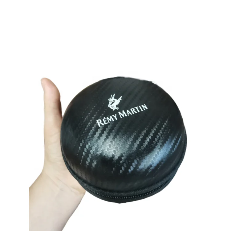 custom logo size color round zipper Carbon fiber eva tea cup packaging box Bag for Remy Martin cognac brand promotion