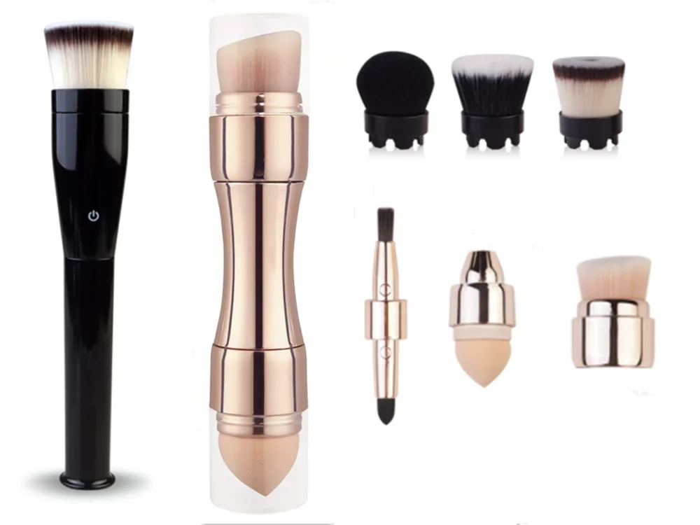 Self-motion Electric Makeup Brush Automatic Fiber Hair With 4 in 1 mini  Makeup brush Set Portable Retractable