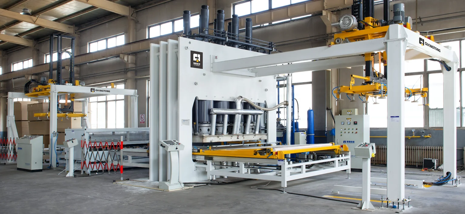 6*12feet full automatic hot press line in Wuxi for mdf hdf particle board plywood production