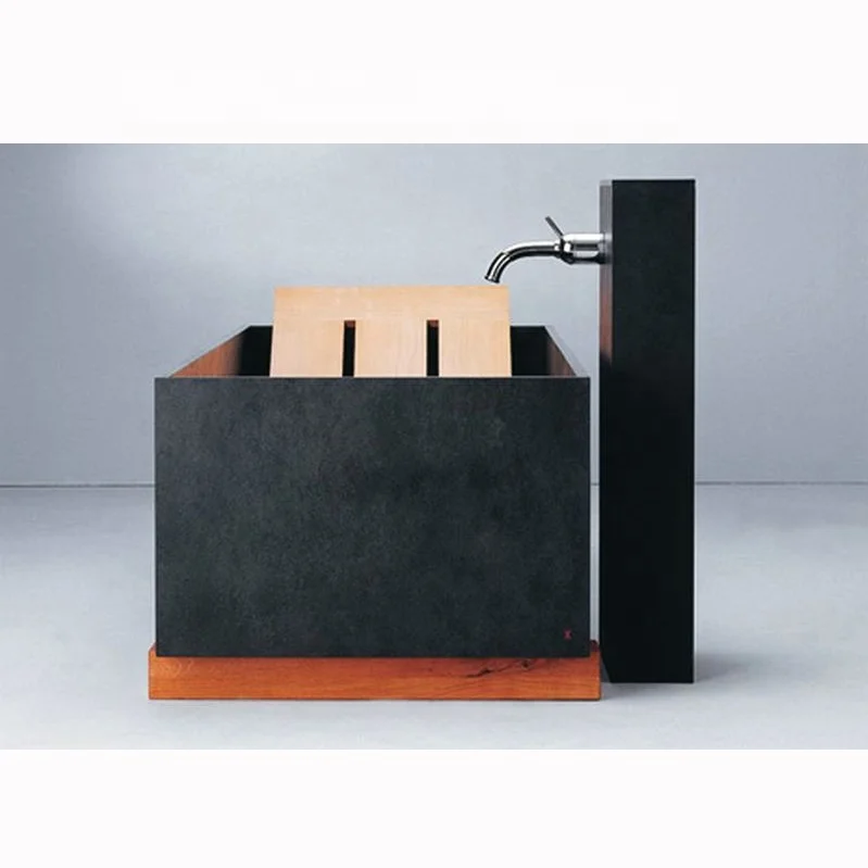 Luxury bathroom freestanding stone shangxi black granite bathtub