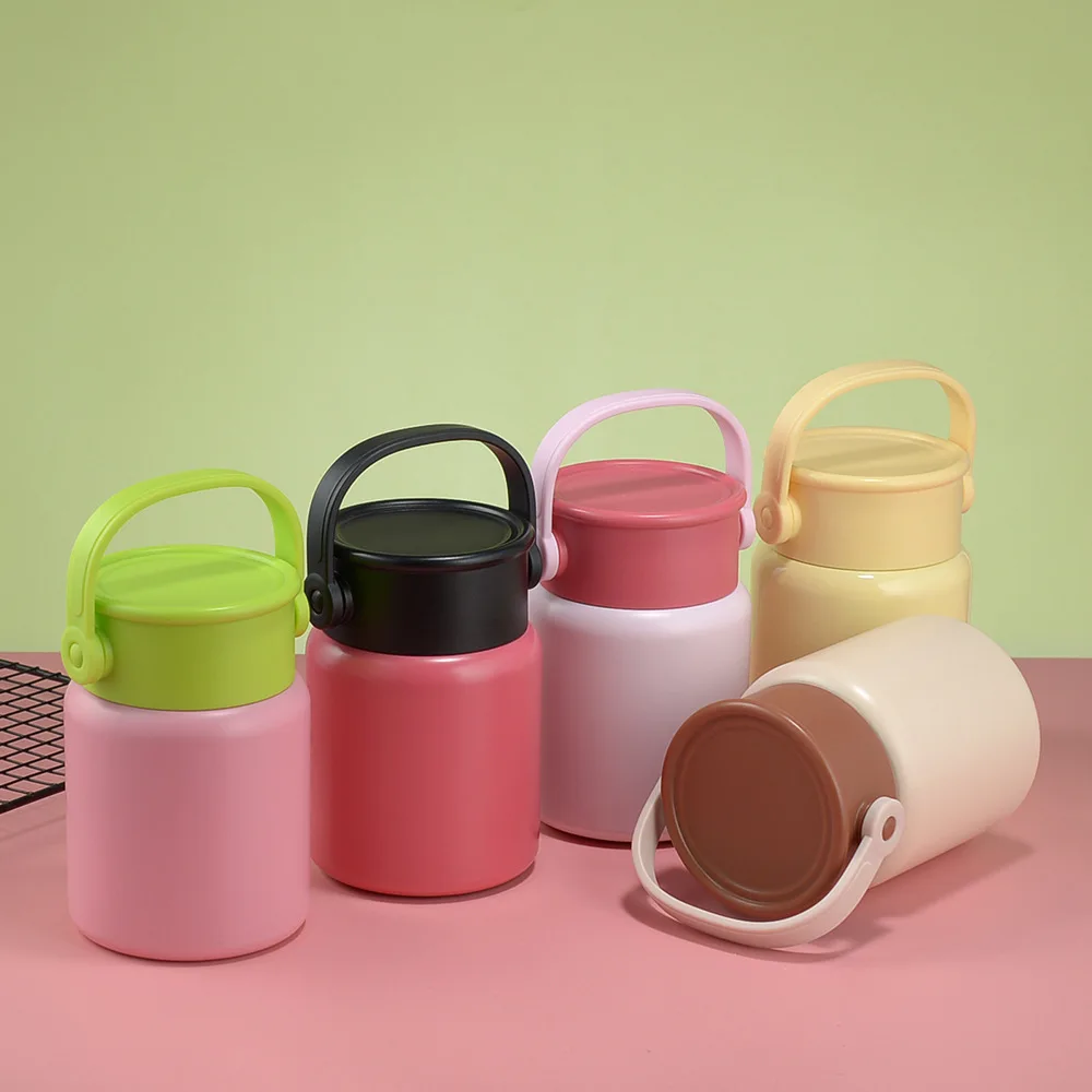 Custom 17oz portable braised beaker double wall vacuum food soup flask stainless steel insulated thermo food jar with handle