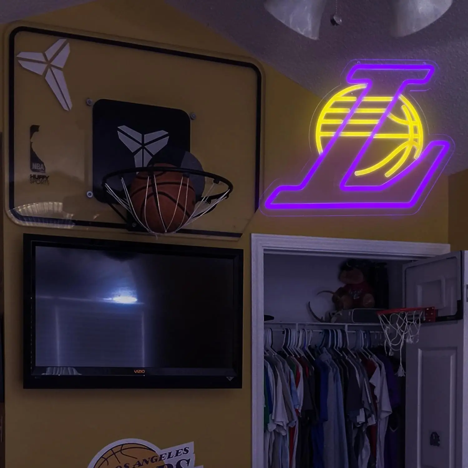 Laker баскетбольная команда логотип светодиодный неоновый свет знак Настенный декор для мужчин пещерный Бар Паб Подростковая игровая комната мальчиков подарки на день рождения