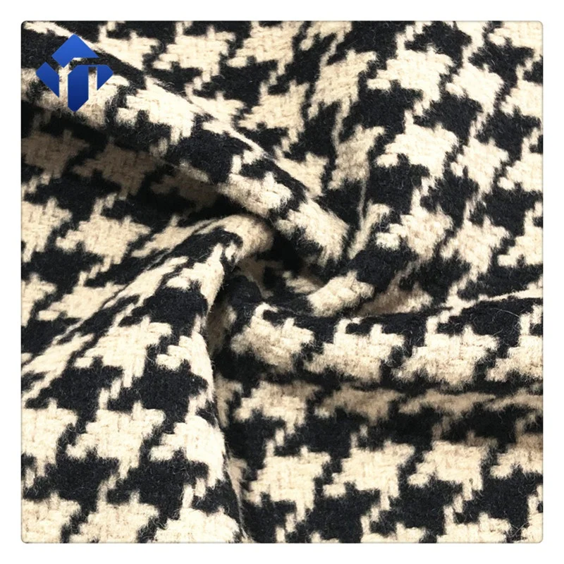 
Comfortable wool yarn tweed houndstooth winter coat wool fabric 