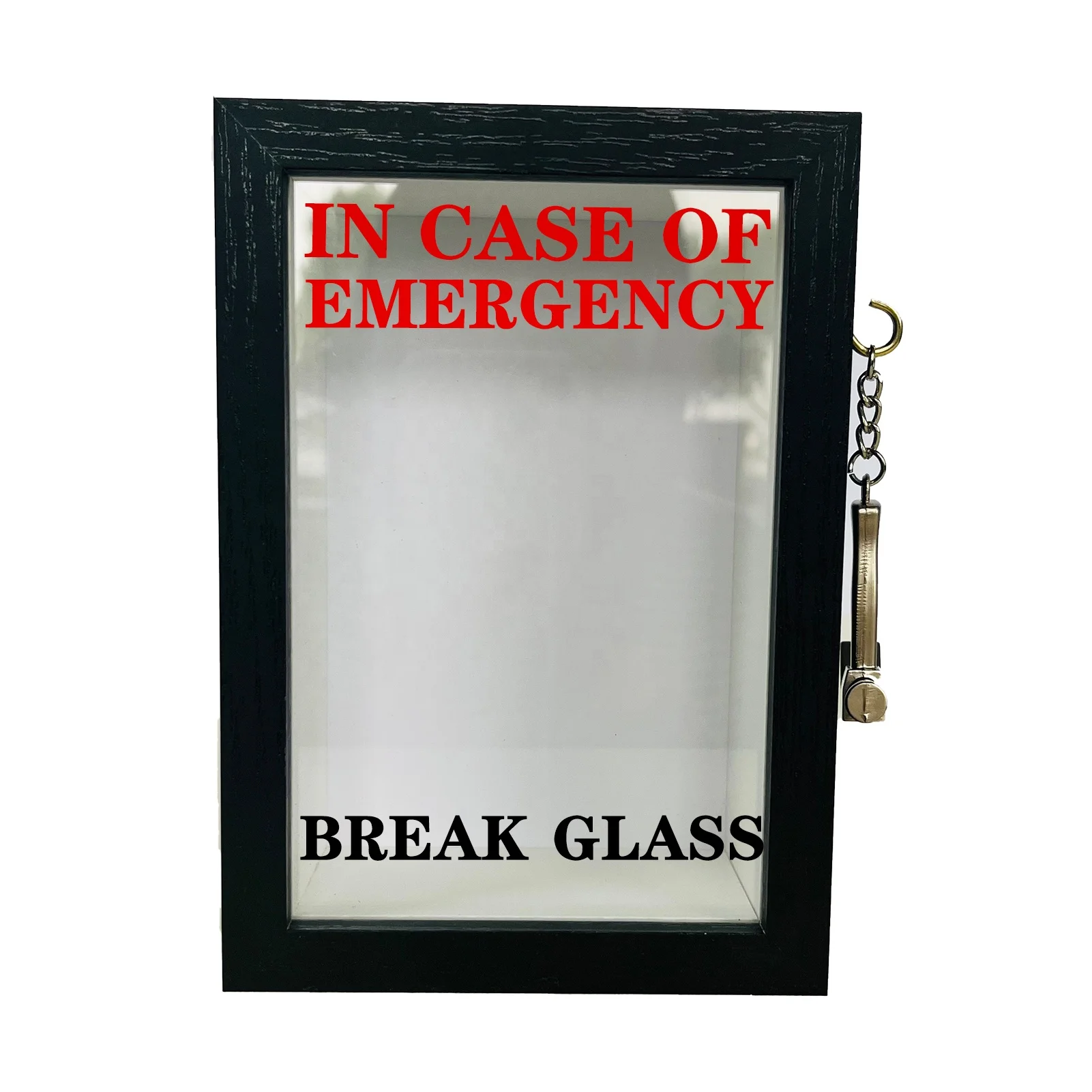 in case of emergency break the glass 6 inch shadow box frame white black walnut wood  inner depth 3cm deep shadow box frame