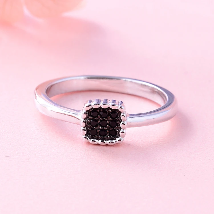 Nickel Lead Free Italian Design Engagement Rings Beautiful 925 Sterling Silver Black Diamond Ring