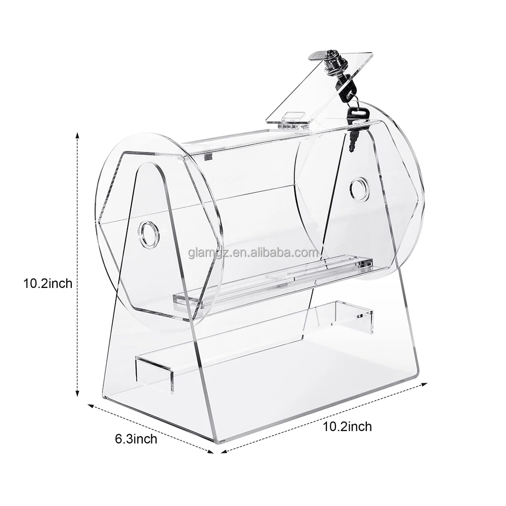 Custom Transparent Drum Spinner Cage Lottery Games Bingo Balls Raffle Ticket Acrylic Box