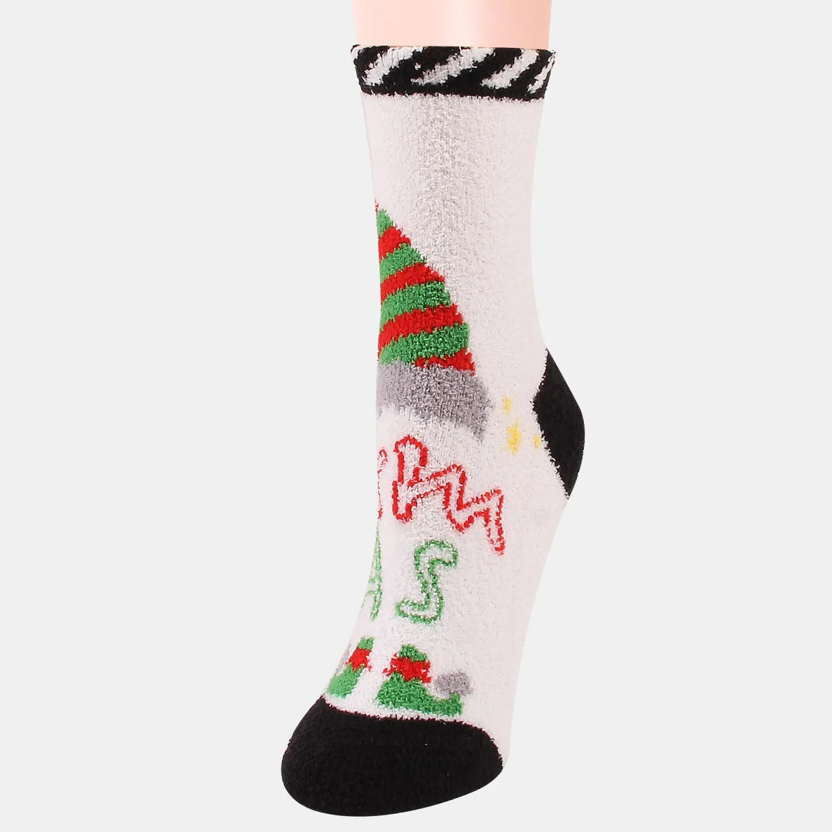 2023 new midtube Christmas female thickened warm sleep cartoon elk festival half fleece socks manufacturers