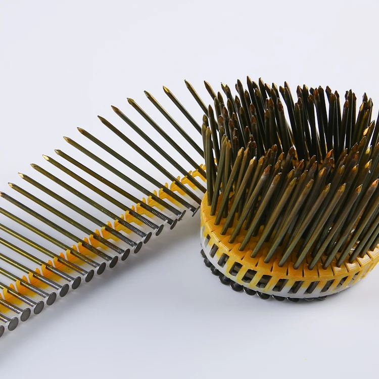 HANYU customization collated coil smooth Flat steel nails for pallet pneumatic roofing nail gun use pallet preeumatic
