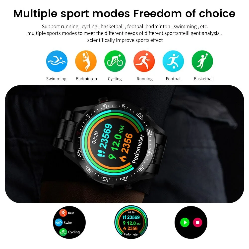 New C2+ smartwatch ip68 waterproof 1.3 high tech full touch screen sport smart watch with heart rate monitor