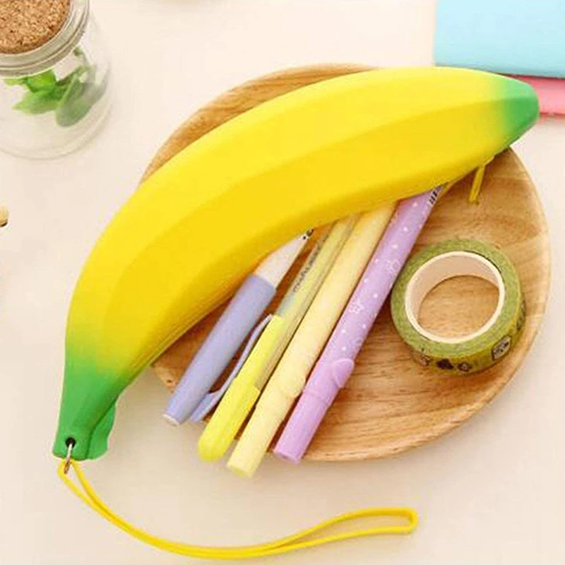 Promotion Personalized Novelty Silicone Portable Banana Coin Pencil Purse