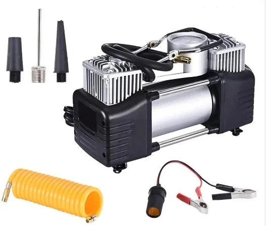 Car Portable Air Compressor Double Cylinder Air Compressor Heavy Duty 12V Portable Air Inflator Tire Pump
