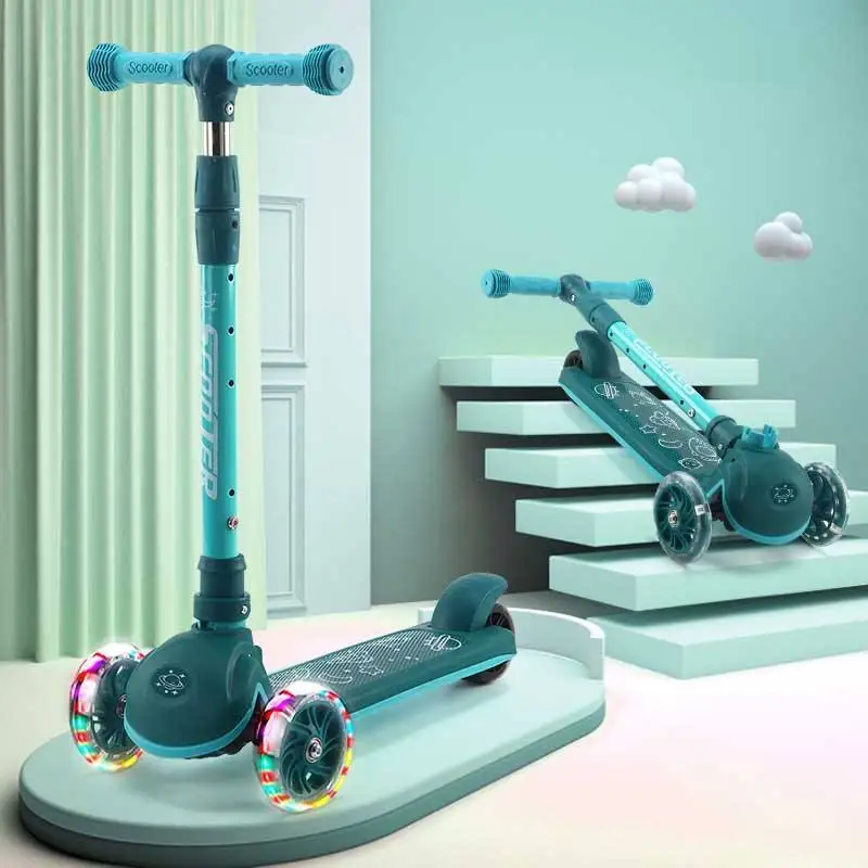 Manufacturer Baby Child Scooters 3 Wheels with Seat Pro Scooter Chinese for Kids PU Wheel Scooter Child 2 in 1 Pink or Blue