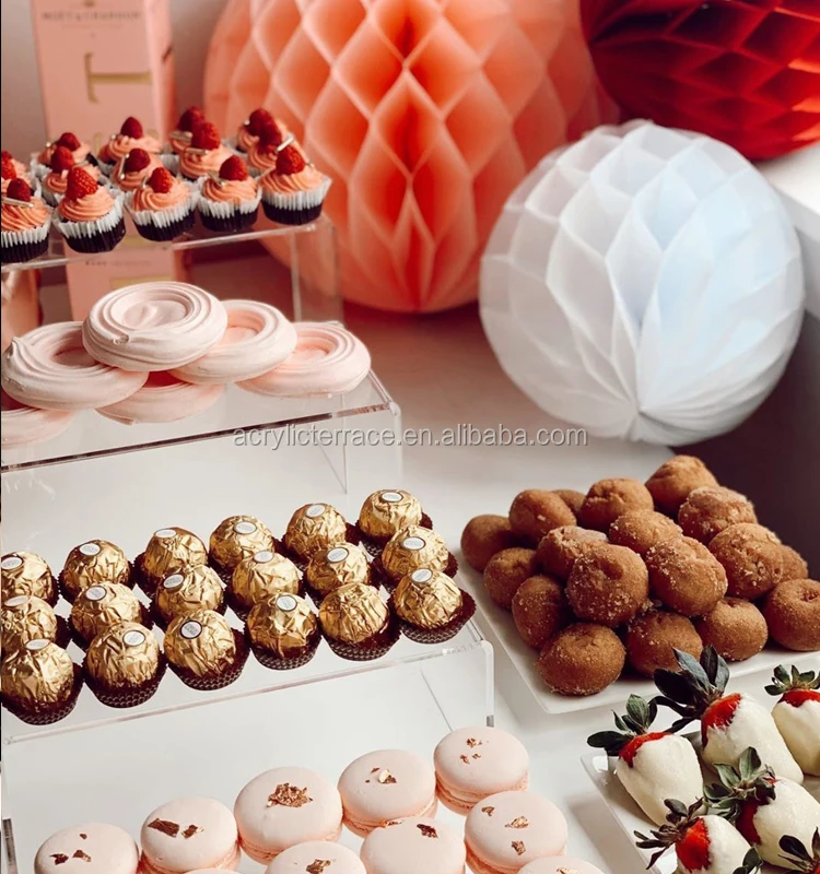 Modern clear acrylic food riser display stand for buffet