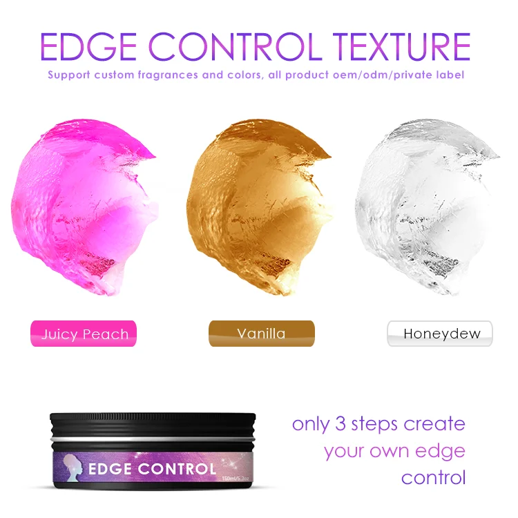 Custom no flaking extra strong hold natural hair edge control for natural afro hair custom logo private label