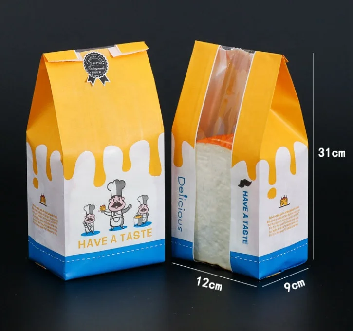 Food Packing Bag Croissant Donuts Pastry Bread Paper Bags Toast Storage Grease Proof Paper Bag for Food Takeaway