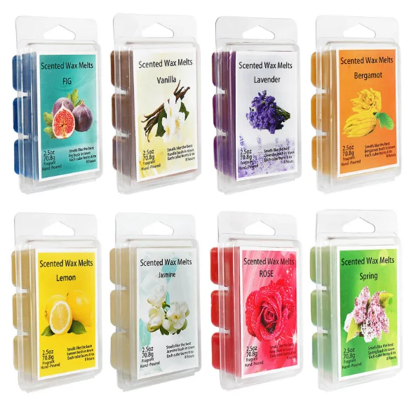 Factory Set of 8 Scented Wax Melts High Quality Natural Soy Wax 2.5 oz Assorted Wax Rose Lavender Warmer Cubes