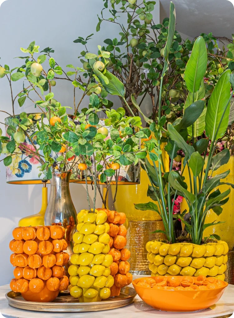 Ceramic Large Lemon Vase for home decoration flower pot Ceramic Fruit Vase