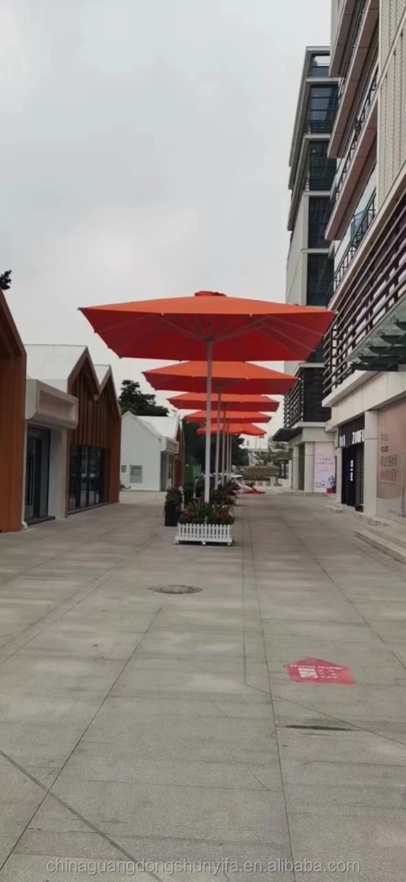 customized big size huge outdoor umbrella bear coffee drink bar parasol telescopic patio umbrella 5*5 furniture parasol