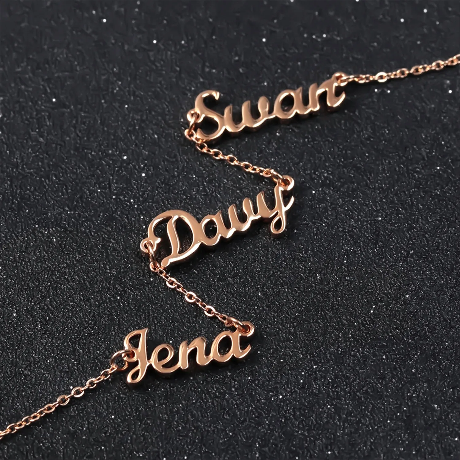 Custom Name Necklace Stainless Steel Personalized Multiple Name Necklace For Women