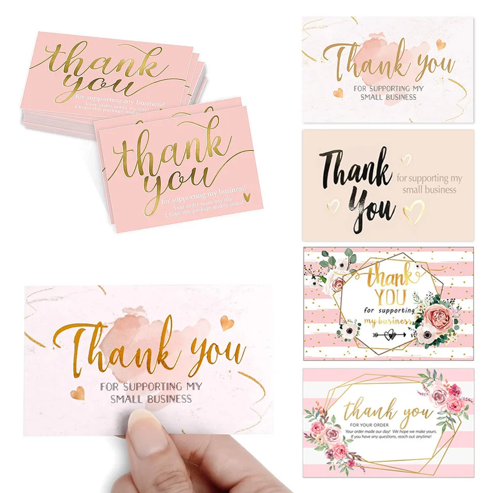 Low MOQ High quality Luxury custom rose gold foil logo 50pcs/bag business cards thank you card