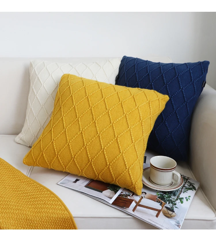Nordic Solid Color Knitted Pillows Living Room Sofas Decorative Cushions