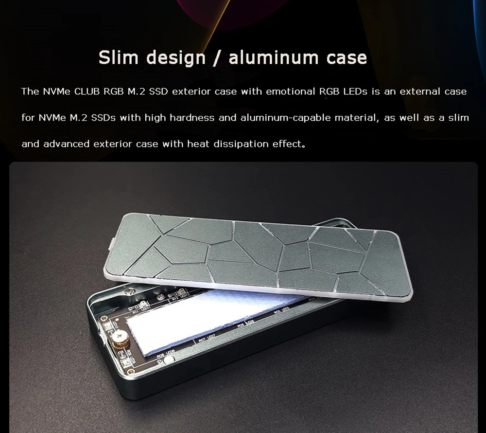  Новейшая подсветка M.2 Nvme Rgb корпус SSD портативный для жесткого диска копия и передача