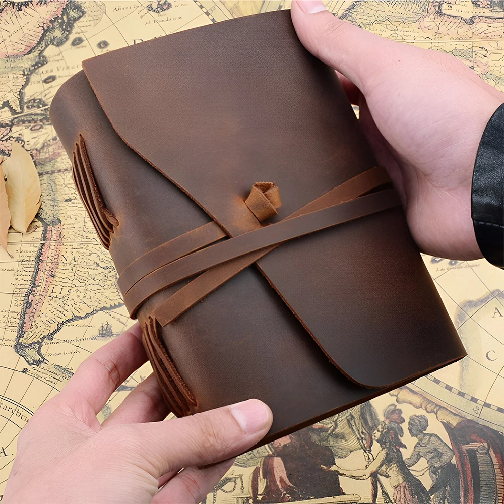 Hardcover High Quality Handcraft Vintage Large Journal Soft Cover Genuine Leather Notebook Gift Journal Pure Leather Diary