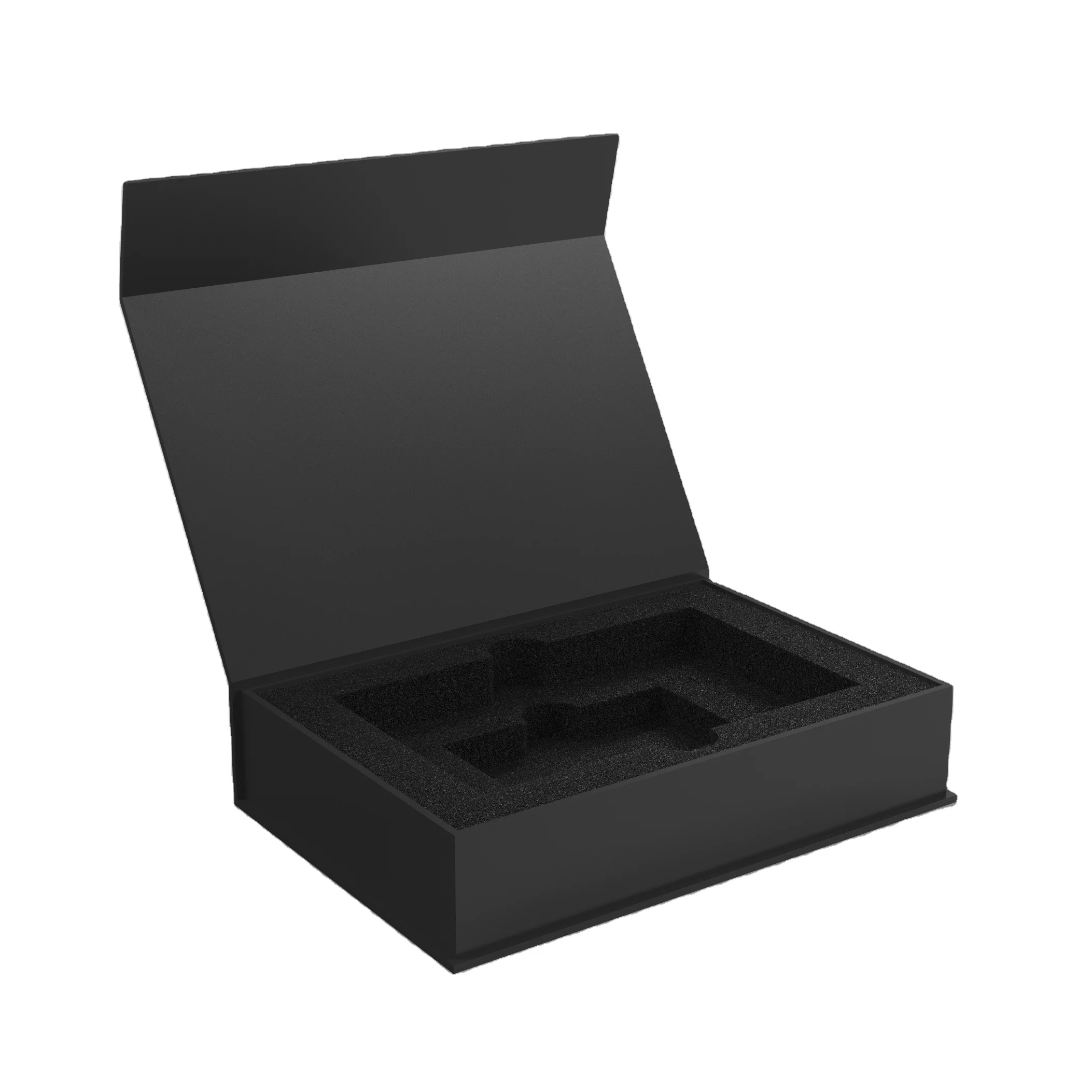 custom boxes with logo packaging magnetic lid box with foam black magnet shaped VIP card matte small gift box