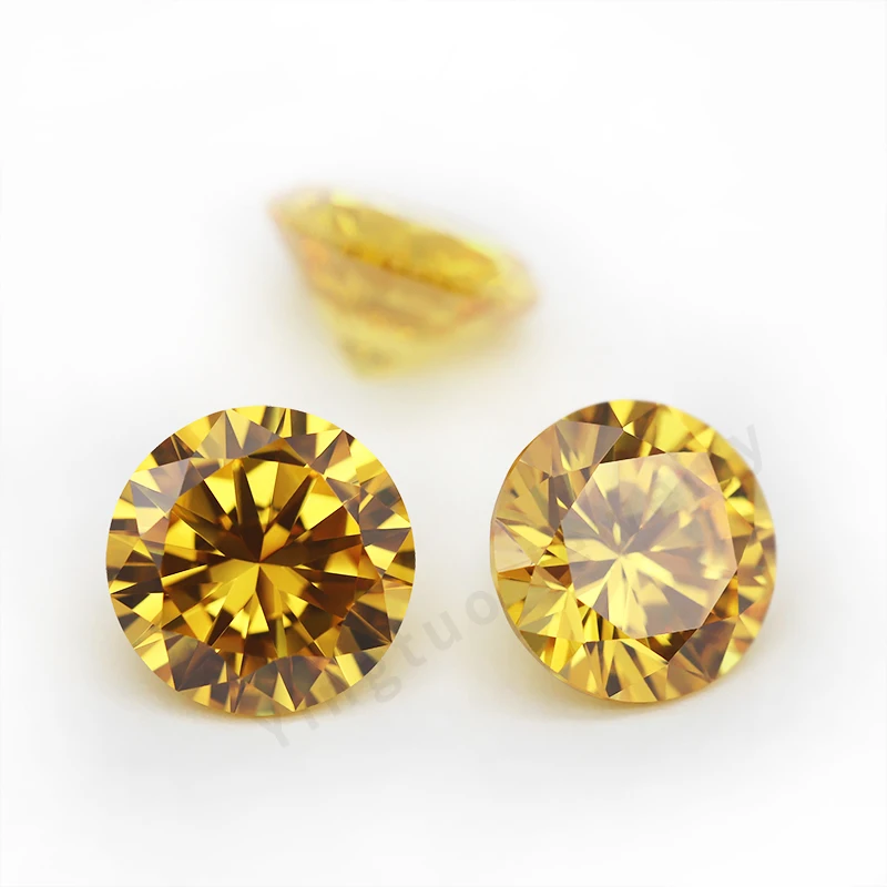Factory Price Star Cut 5A Yellow Round Cubic Zirconia  Loose gemstone CZ Stone