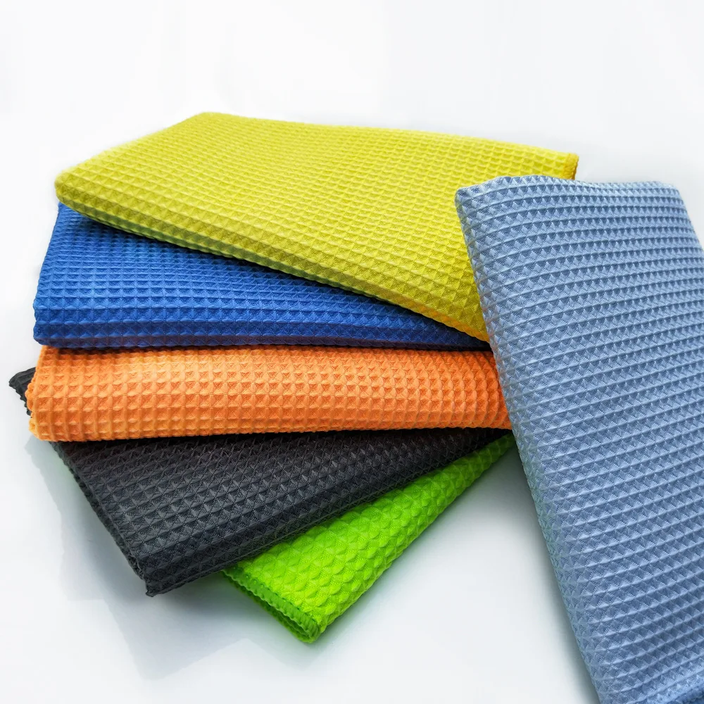 No Lint Car Glass Window Detailing Cloth Premium Microfiber Waffle Woven Towel Auto Detailing Cleaning Cloth
