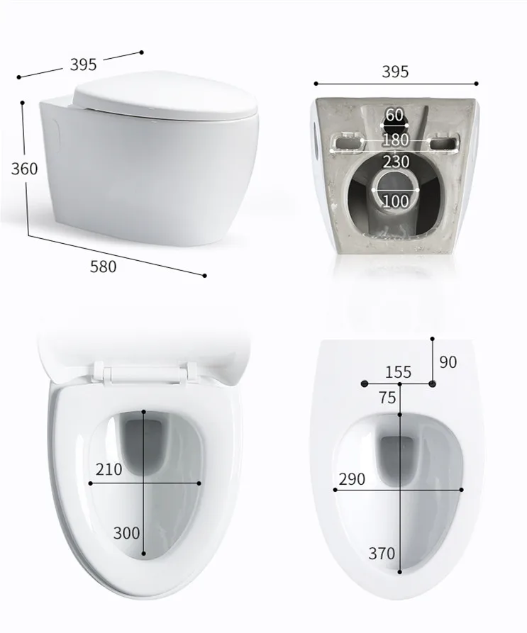 KD-04WT In Stock Chaozhou Bathroom Ware Ceramic Washdown One-piece Toilet on Wall P Trap Mode Oval Shape Water Closet Bowl