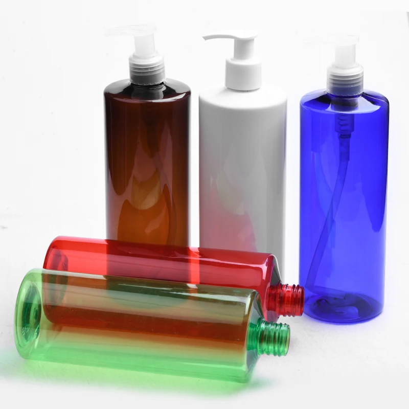 250ml 300ml 500ml transpareat white red green pet bottle silver disc cap dispenser bottle Press lid shampoo bottle
