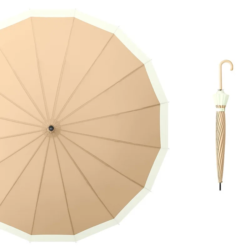 GQK Windproof Golf Umbrella Men Long Handle Big Outdoor Rain Umbrellas 16K Wooden Handle Umbrella Cheap and practical