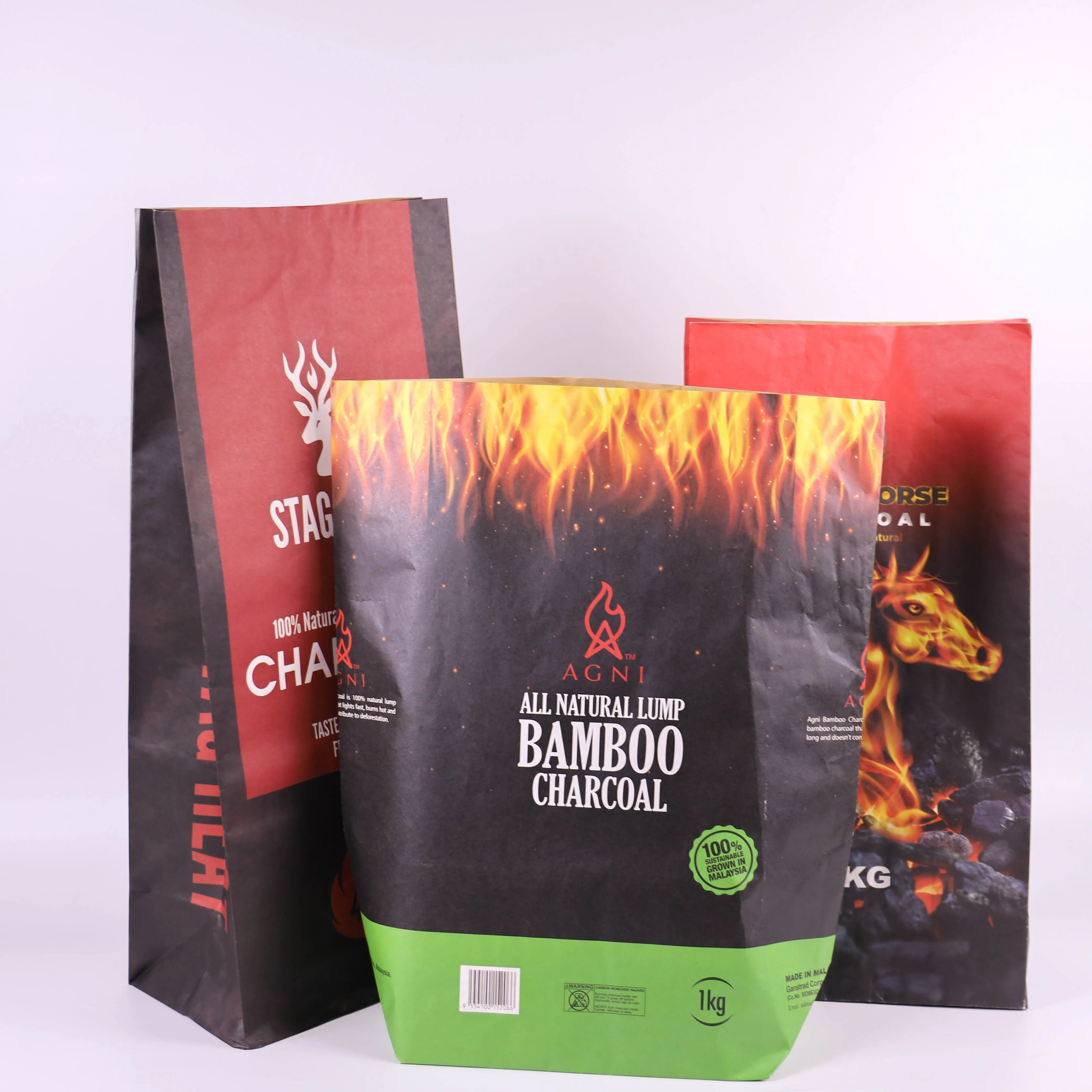 Recyclable 3kg 5kg  10kg bopp laminated pp woven bbq packing Paper bag Barbecue charcoal Bags