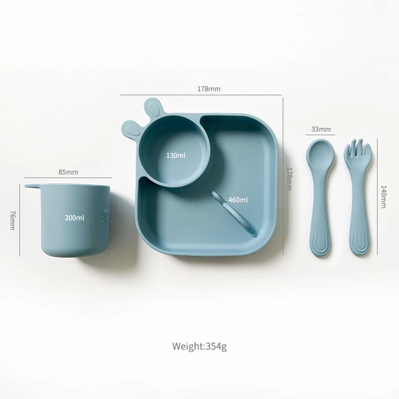 Wholesale baby tableware Silicone Plate Suction bowl Eco Friendly Baby Feeding Set 100% Silicone Baby Feeding Set