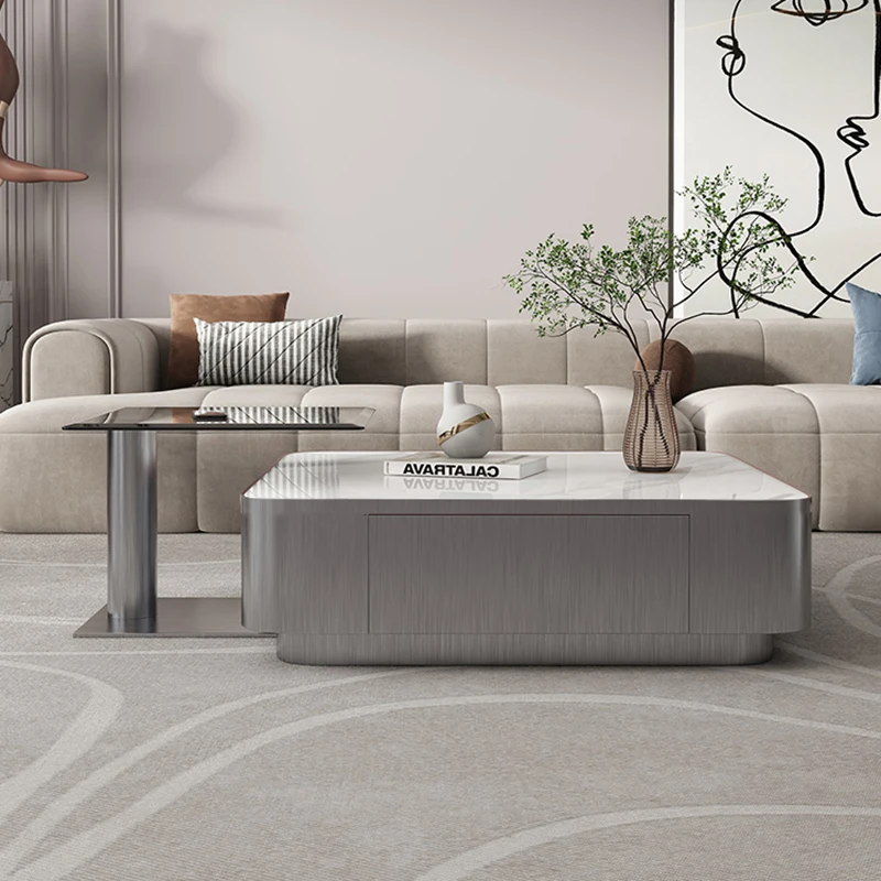 Italian Luxury Square Coffee Table Living Room Furniture Modern Coffee Table Marble Coffee Table Set