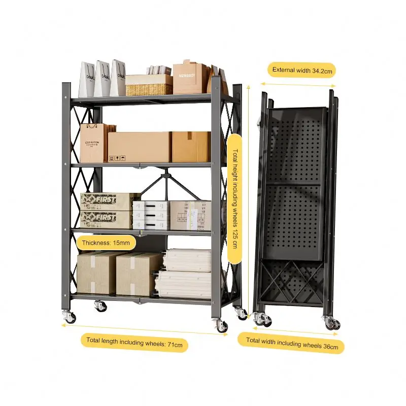 Multi-Functional Household Organizer Rack Standing Movable Kitchen Bedroom Living Storage Basket Shelf