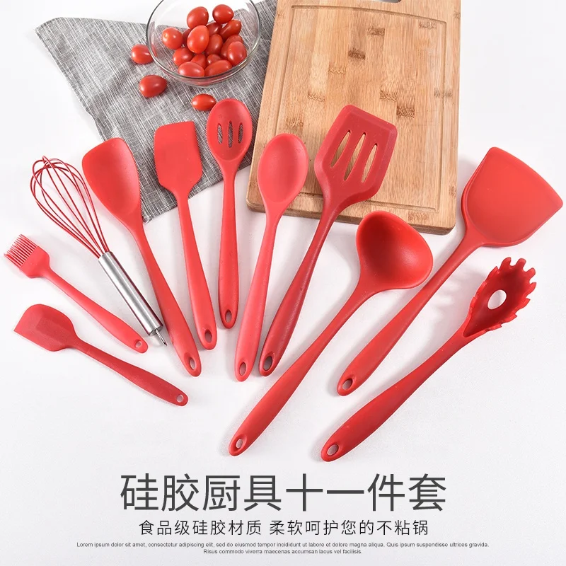 Best Selling High End Food Grade 11PCS Plastic Silicone Kitchen Utensils Sets Cooking Gadgets For Nonstick Cookware