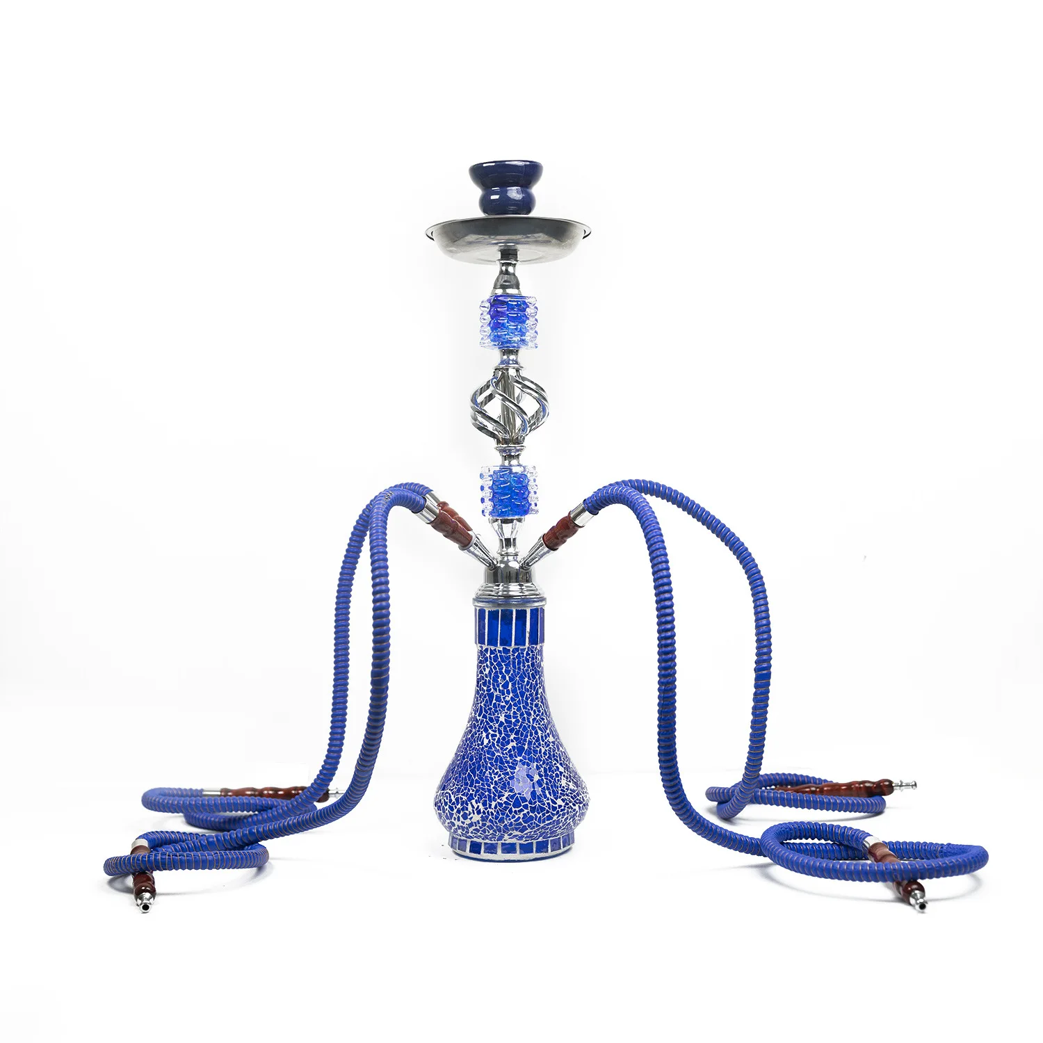 Stylish Hookah Blue Finishing Glass Shisha Hookah Smoking Accessories Smocking Pipe For Bars