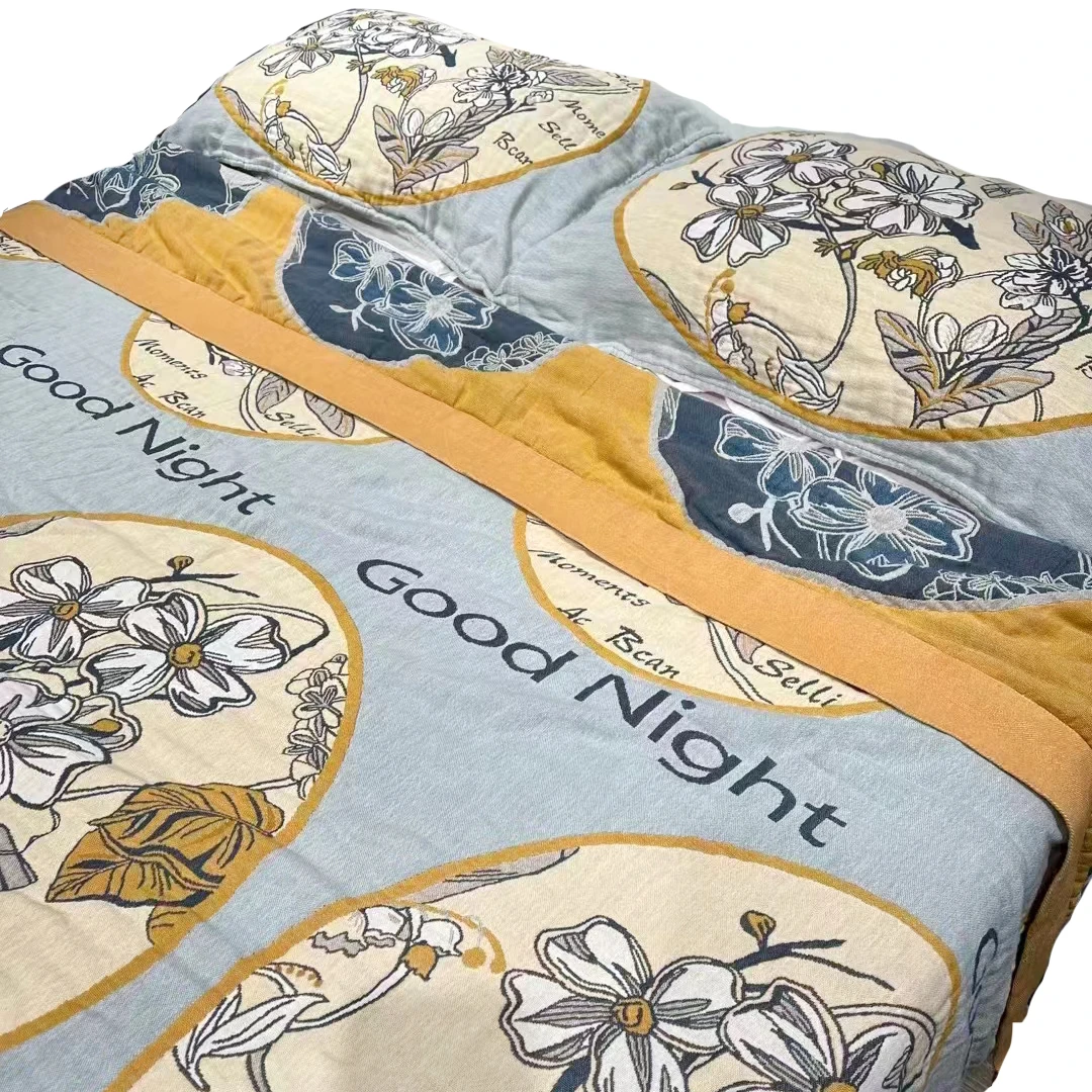 Многослойное покрывало из 100% хлопчатобумажной муслиновой ткани с художественным узором окрашенное в пряже