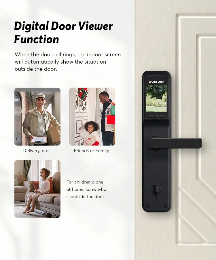 Biometric 3D Visual Cat Eye Tuya Digital Smart Deadbolt Door Lock Fingerprint With Camera