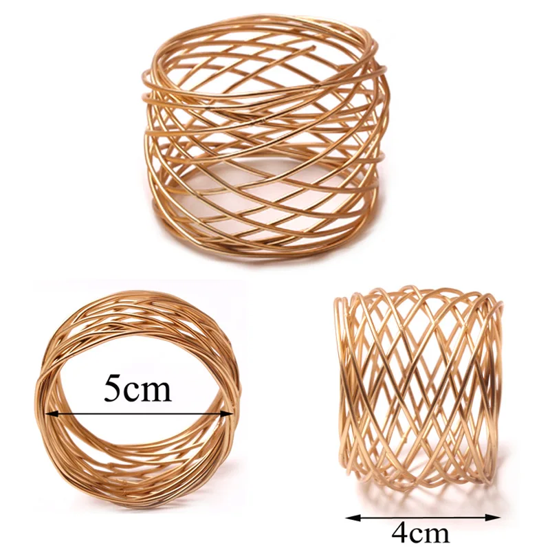 Tabletop Decor Round Mesh Metal Wire Napkin Rings Handmade Napkin Holder Ring for Dinning Table Parties